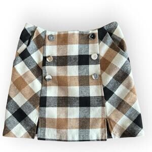 Forever 21 Plaid Mini Skirt S Brown Button Front Wool Blend Preppy Academia Chic